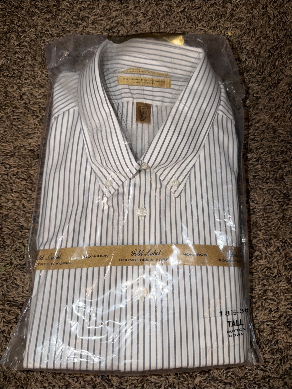 Men’s White Shirt with Grey Pinstripes - Tall